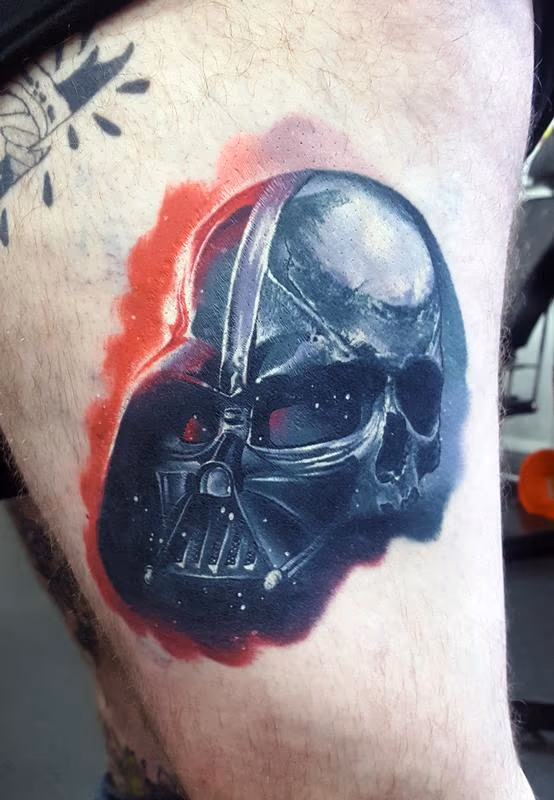 Healed Darth Vader Tattoo