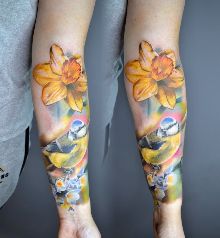 Bluetit in Nature Tattoo