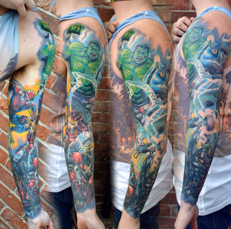 Marvel Comic Sleeve Tattoo