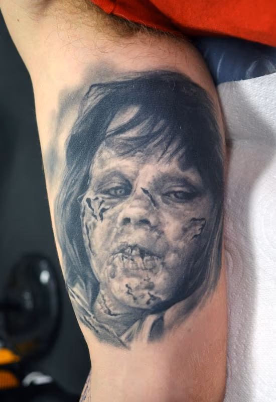 Healed Exorcist Portrait Tattoo