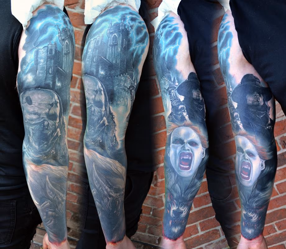 Van Helsing Sleeve Tattoo