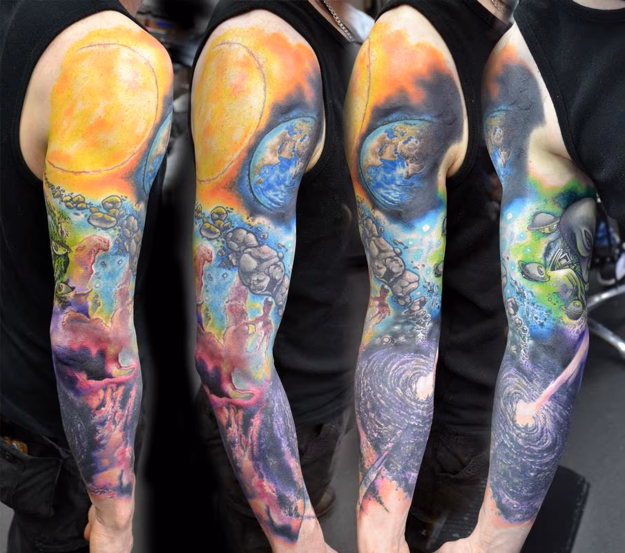 Outer space Sleeve Tattoo