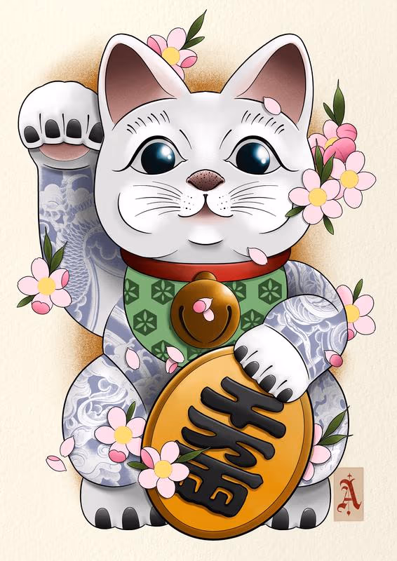Tattooed Maneki Neko