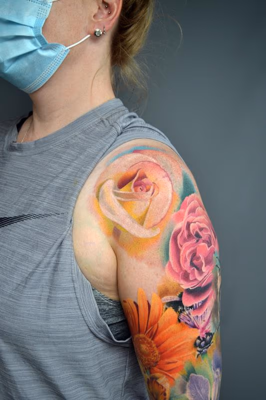 Nature Floral Sleeve In Progress