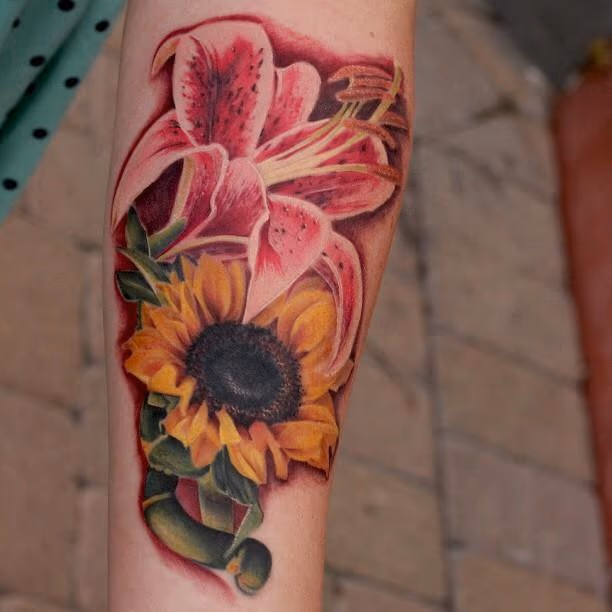 Sunflower and Stargazer Lily
