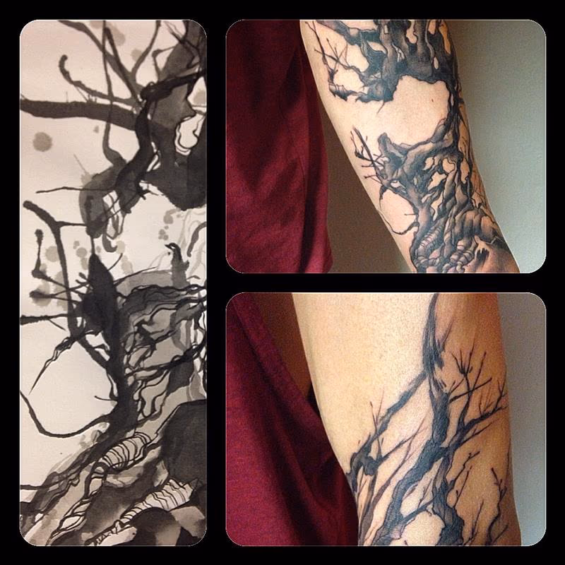 Tree- tattooed after own original ink drawing