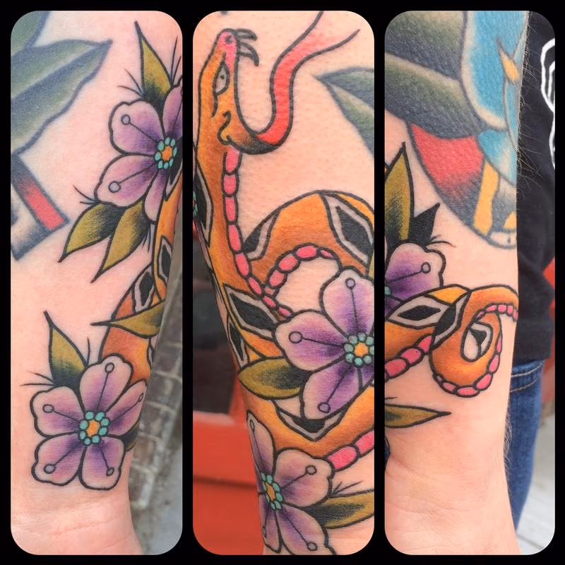 Snake with flowers