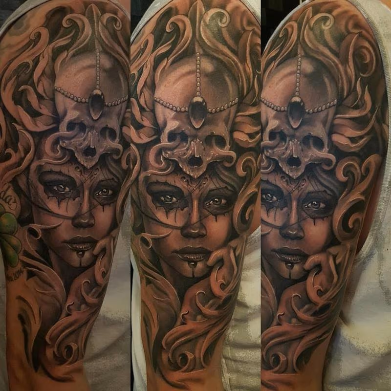 Black and Gray Portrait with skull
