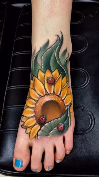 sunflower and ladybugs