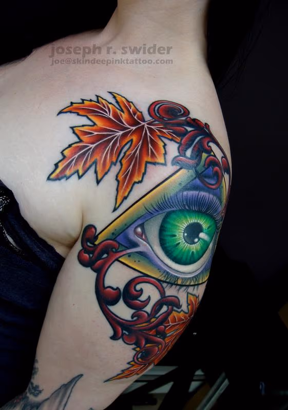 All seeing eye with leaves