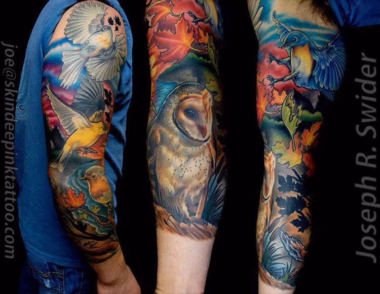 Owl and bird sleeve