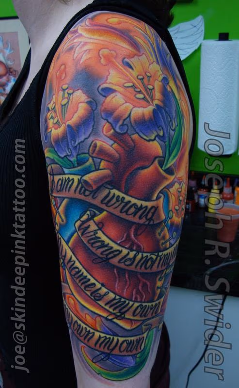 Heart and flower tattoo