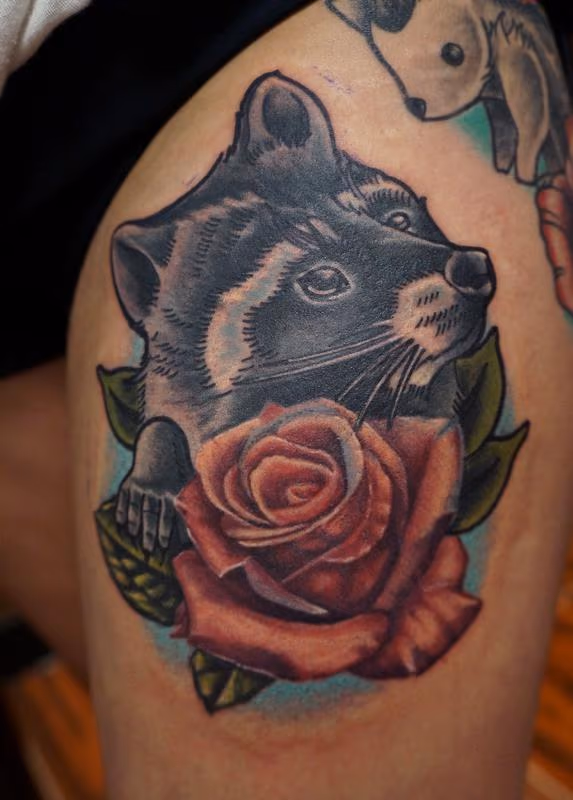 Raccoon and Rose