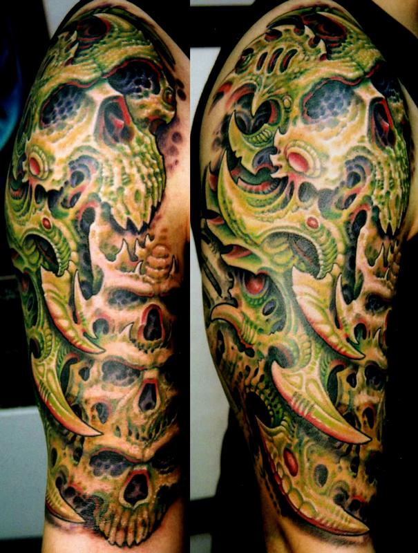 Biomech Skulls Half Sleeve