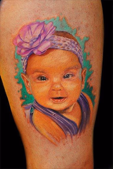 Color Baby Portrait Tattoo