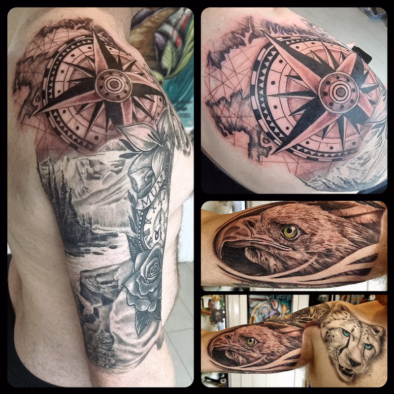 Compass and map