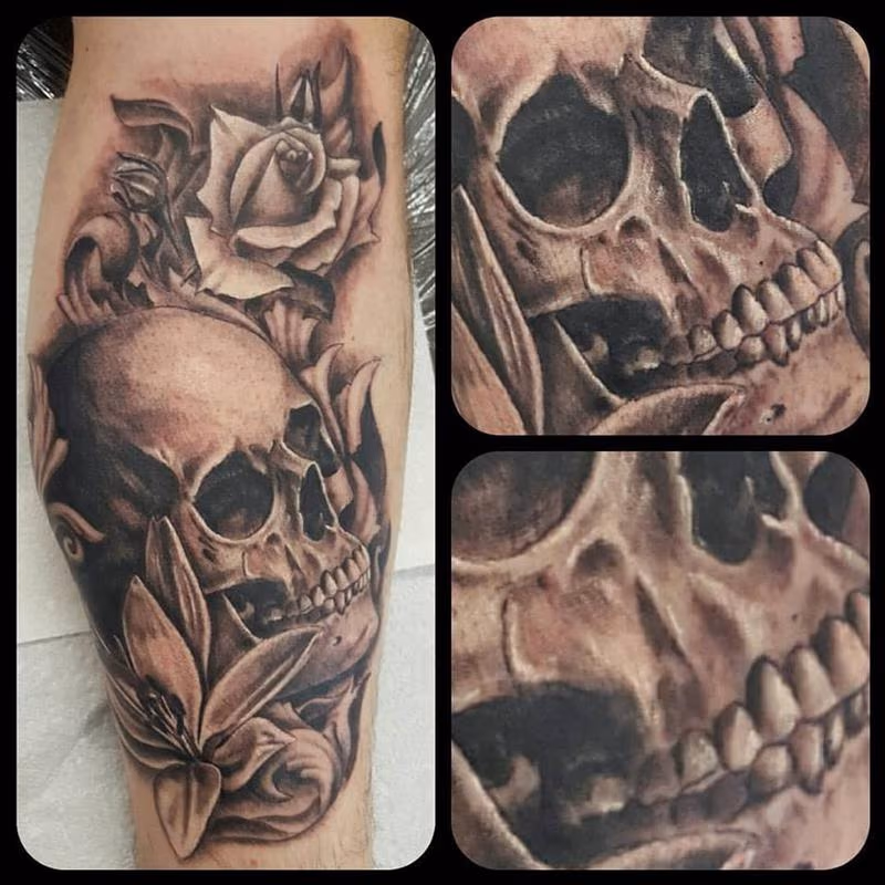 Skull and roses