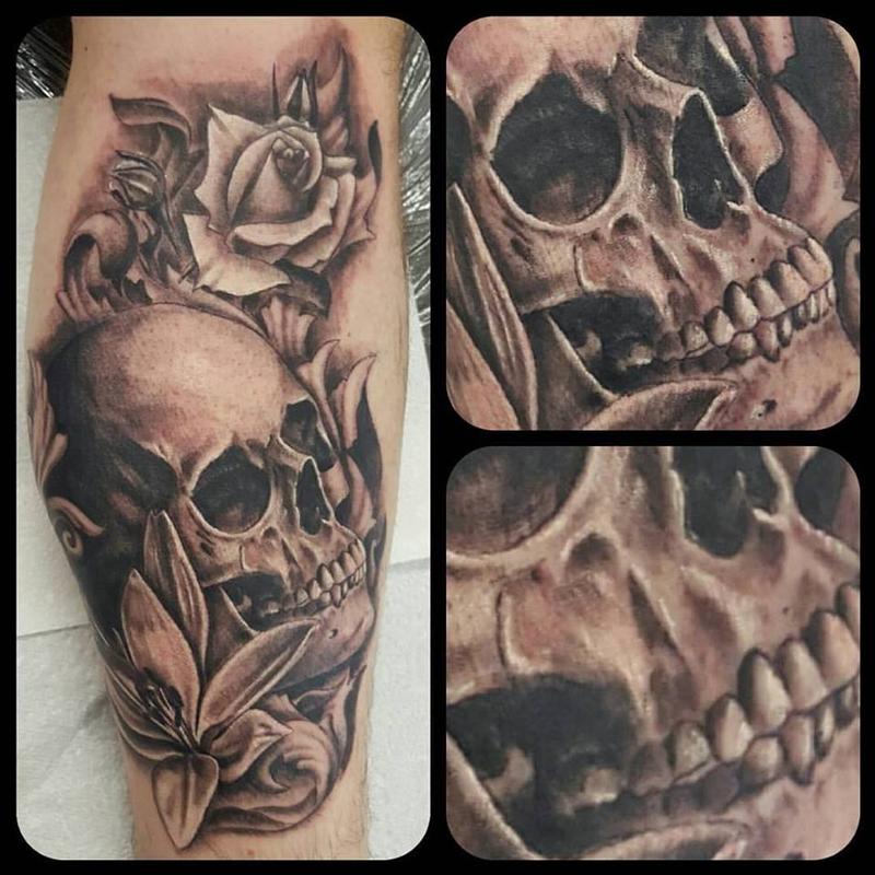Skull and roses