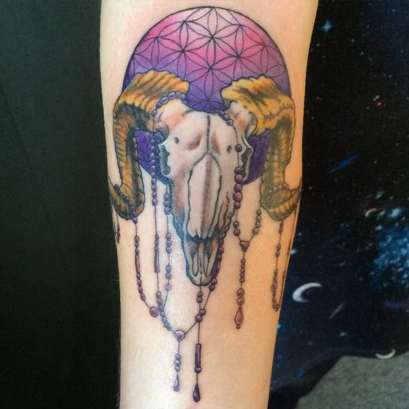 skull with flowers of life