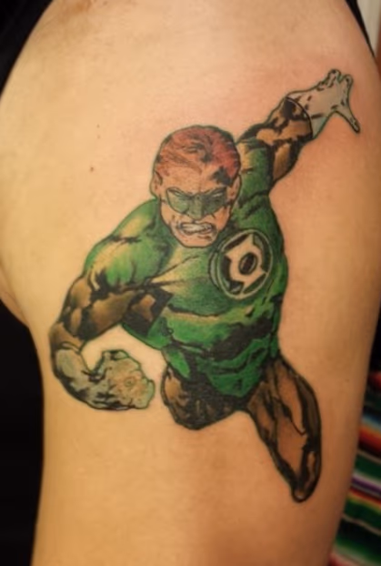 Green Lantern Comic Bicep Tattoo