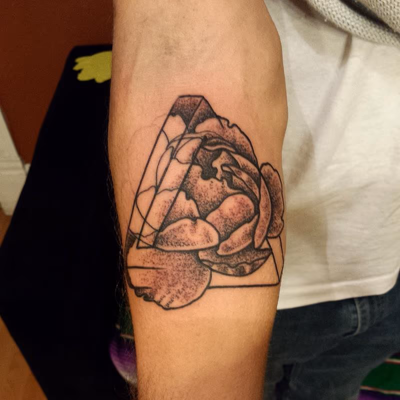 Abstract Geometric Rose Arm Tattoo