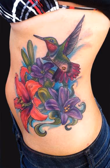 Hummingbird and Lily tattoo