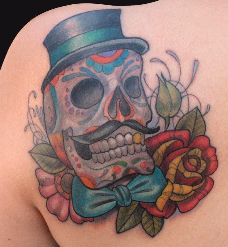 Day of the dead skull tattoo