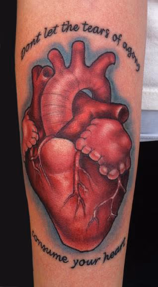 Anatomical human heart tattoo