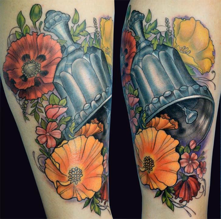 Handbell and Flower tattoo