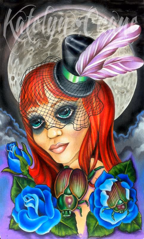 Scarab Girl with Roses