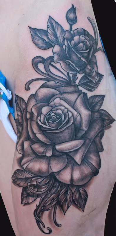 Black and Grey rose tattoo