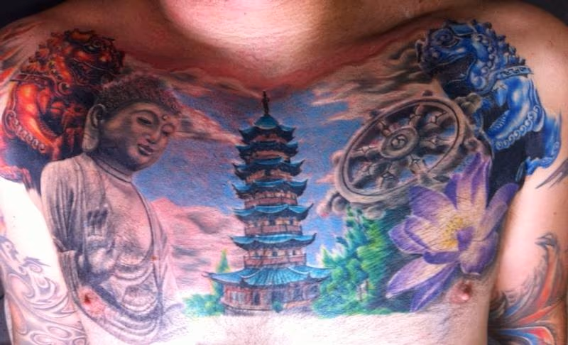 asian chest piece