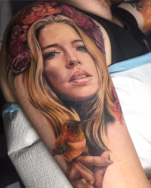 Girl with hummingbird