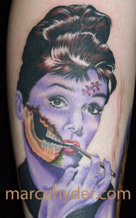 Audrey Hepburn zombie part of zombie diva leg sleeve