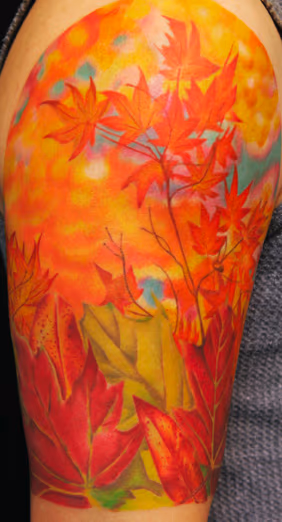 Autumn Leaf Half Sleeve Tattoo
