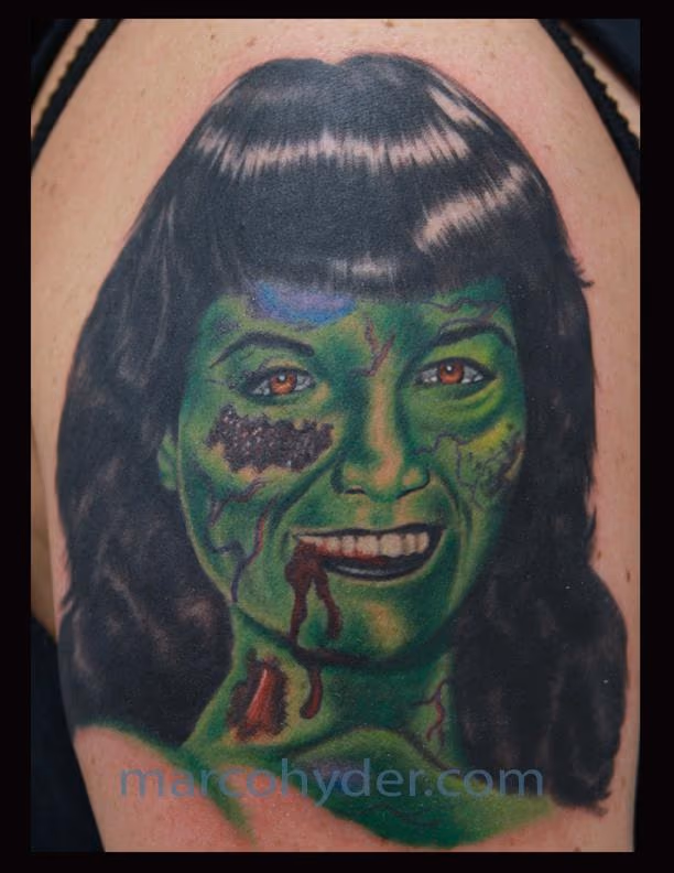 Betty Page as a zombie