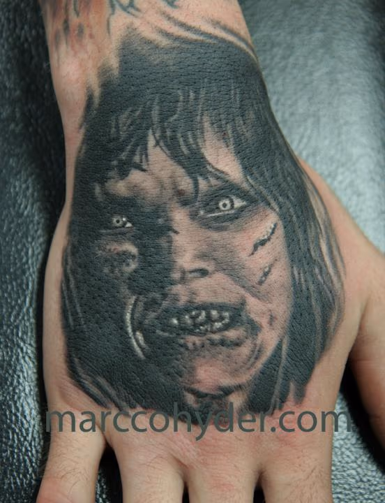 The Exorcist hand tattoo Linda Blair