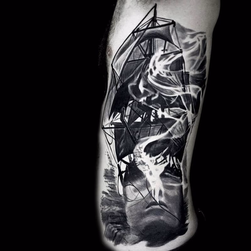 rib tattoo based on the saying you will spend a lifetime chasing the horizon