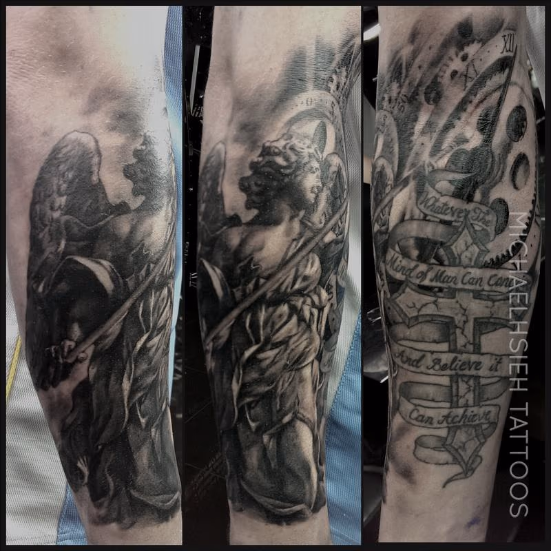 angel and clock. work around some old work (cross)