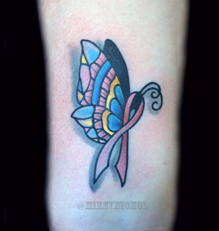 Breast Cancer Ribbon Butterfly