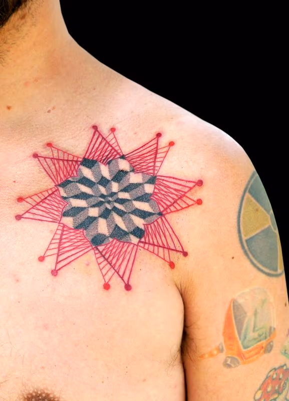 mandala with linework and cubes by Obi