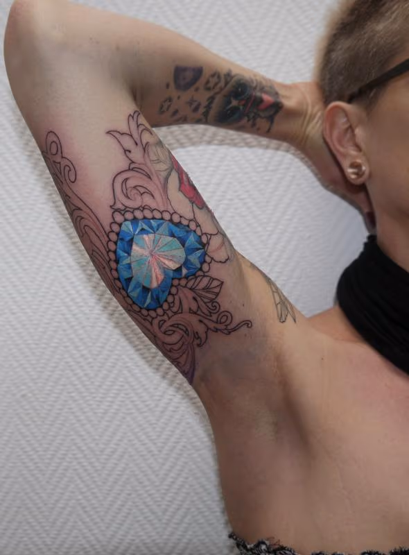 crystal diamond ornamental tattoo