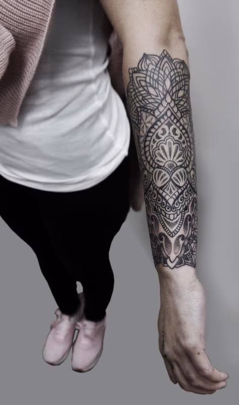 bongo style dotwork linework indian traditional tattoo