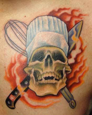 Flaming Chef Skull