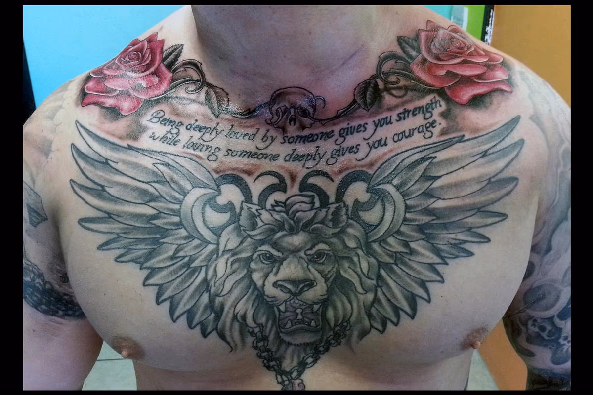 Nicks Chest, Lion Wings Roses