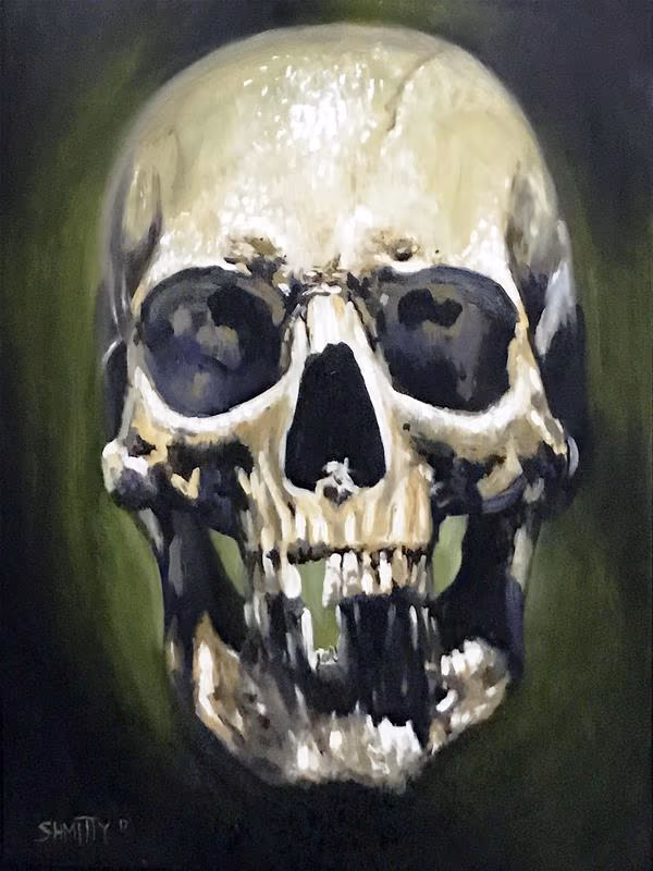 Oil On Board Ala Prima Skull