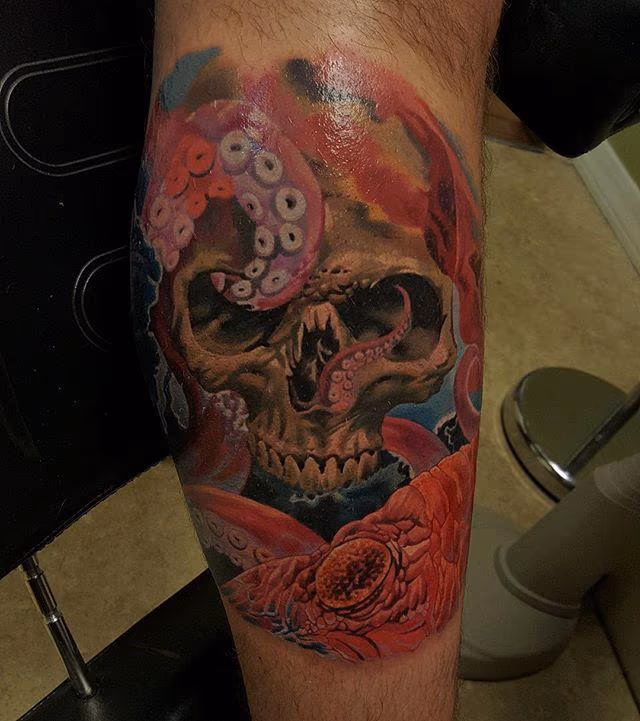 skull with octopus