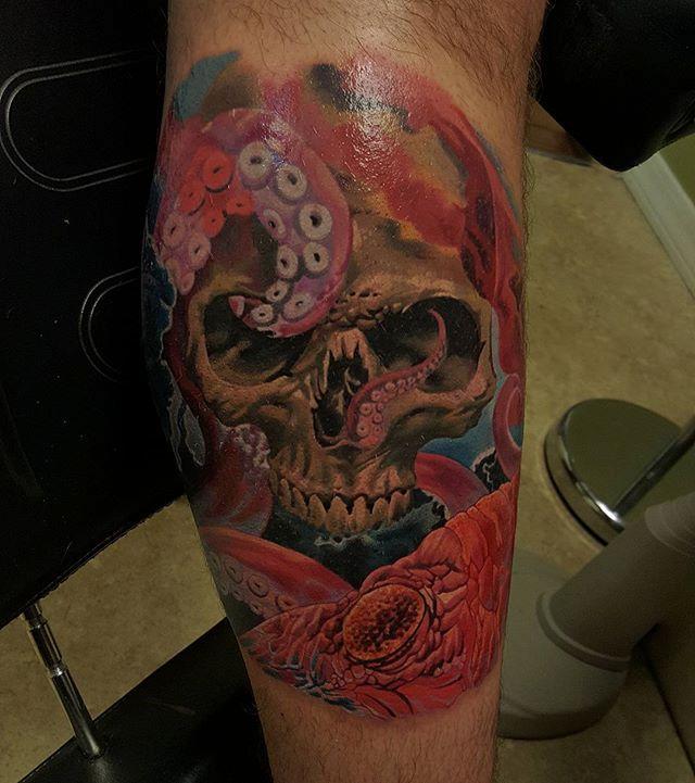 skull with octopus