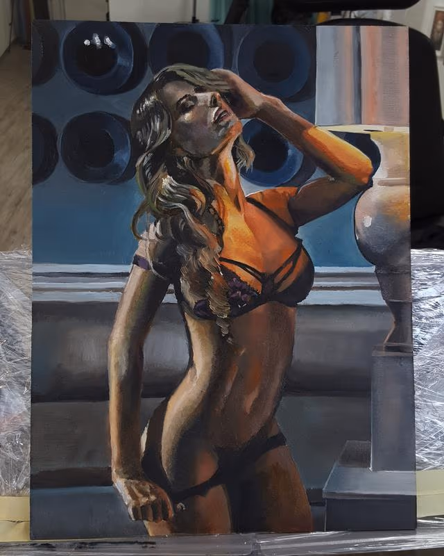 I did it on the Venetian Tattoo Gathering, at the  Boris and Julie Bell painting workshop