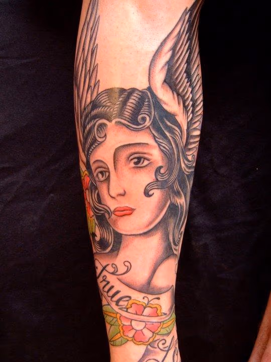 Traditional Angel Tattoo